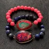 Strand Natural Gem Stone Bracelets Imperial Jaspers Charm Rosy Quartz Sodalite dla kobiet Reiki