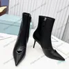 Stivaletti a spillo da donna Altezza tacco 8.5 Punta a punta Cerniera Pelle bovina Classico Nero Per Scarpe eleganti da festa Sesso Elegante Moda Inverno Stivali da neve all'aperto