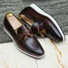 Kalb Echtes Leder Casual Schuhe Männer Quaste Handgemachte Mode Bequeme Flache Schuhe Täglichen Pendeln Büro Straße Herren Loafer