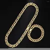 Chains Iced Out Cuban Link Chain Necklace Gold Color Rhinestone Man Bling Rapper For Men HipHop Bracelet Jewelry Gift