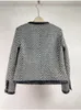 1019 2022 Giacche da donna autunno Cappotto manica lunga Girocollo Tweed Nero Abbigliamento donna moda huilin