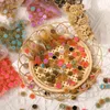ネイルアートデコレーション100pcs Camellia Rose Resin Charms 6/8mm Glitter Aurora Flower Jewelry for Nails Rhinestone Manicure 2