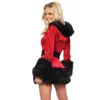 Bühne tragen 2021 Neue Weihnachten Santa Cosplay Kommen Für Frauen Sexy Rot Mit Kapuze Pelzigen Langarm Kleid Weihnachten Party Sweetie phantasie Outfit T220901