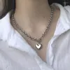 Girocollo stile coreano giapponese OT catena spessa collana con ciondolo cuore amore donna punk gioielli clavicola geometrica YN1701
