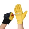 Cykelhandskar Qiangaf Industrial Machinery Breatab Cowhide Ather Worker Protect Driving Gardening Safety Protective Mitten 410mc L221024