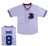 Męs Bull Durham #8 Crash Davis #37 Ebby „Nuke” Laloosh zszyty film baseballowy Jersey White Grey Szybka wysyłka Wysoka jakość