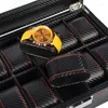 Watch Boxes 10 Girds Carbon Fiber High Quality Clock Storage Box Or Display Men Ladies Universal Gift Promotion