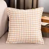 Kudde mode Houndstooth Decorative Cover 45x45cm svart beige soffa täcker hembils vardagsrum