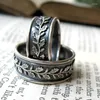 Wedding Rings Vintage Canved Leaf Branches Patroonring voor vrouwen Men Antieke kleur Boheemse retro accessoires Band Anniversary Gift