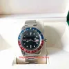 2 kolorowe męskie zegarek najwyższej jakości A2836 Vintage 40 mm GMT 16710 Mat Dial Red Blue Pepsi Watches Sapphire Eta 2836 Mocne
