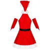 Stage Wear Christmas Lady Santa Claus Xmas Come Velvet Feather Red Suit Mascot Cosplay Carnival Party Fancy Dress T220901