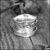 Wedding Rings Wedding Rings Gothic Rose Figet Spinner For Women Men Rotate Anti Anxiety Ring Hip Hop Punk Finger Vintage Jewelry Gift Dhtrg