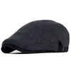 BERETS BIGY SIZE SBOY CAP MEN WINTER WOOL太い暖かいヴィンテージヘリンボーンカジュアルストライプベレー帽Gatsbyフラットハットピークピーク調整可能296y