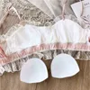 Bras Sets Wriufred Vintage satin lace wire free bandeau bra set private house sexy fairy lingerie sets nightwear cotton cup underwear T220907