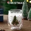 Canecas 2022 Nova árvore de natal Copo Resistente ao calor Liginas de camada dupla para o leite aquático Coffee Glass Xmas Gift Y2210