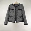 1019 2022 Giacche da donna autunno Cappotto manica lunga Girocollo Tweed Nero Abbigliamento donna moda huilin