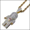 Collane con ciondolo Gioielli Hip Hop Zircone Astronauta Iced Out Cool Collana con pendente da uomo Catena in oro per uomo Moda Drop Delivery 2022 Dhfyq