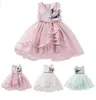 Abiti da ragazza Cute Princess Kids Baby Rose Flower Dress Cintura senza maniche in nastro Pageant Tutu in maglia di pizzo Verde Rosa Bianco 6M-5Y