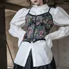 Bustiers Corsets 빈티지 꽃 바디 탑을 입는 섹시한 묶인 Bustier Women 's Blouse 란제리 부스티어