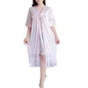 Kvinnors sömnkläder 2st Casual Home Wear Nightwear Breattable Nightgown Bathrobe Set