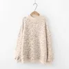 Women's Knits Tees 2020 New Women's sweater Autumn And Winter Knitted Loose Leopard Round Neck Pullover Long Lantern Sleeve Sweater T221012