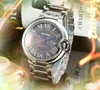 Luxury Automatisk mekanisk rörelse Klocka 43mm Roman Air Ball Dial Armband Mineral Armerad Glass Men Calendar Crystal Mirror Clock Wristwatch Reloj de Lujo