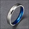 Wedding Rings Wedding Rings 4Mm Blue Inlay Titanium For Women Fashion Love Female Engagement Promise Jewelry Anillos Mujer Sieradenw Dhxer