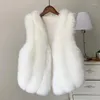 Gilet en fausse fourrure pour femmes, pleine peau, Style automne et hiver, gilet de longueur moyenne, femme chaude