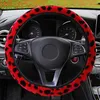 Steering Wheel Covers Plush Cover Leopard Fluff Red Stop Lever 3Pcs / Set