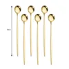 Flatware sets 6-delige gouden lange handgreep lepel bestek set roestvrij staal mengen roerende kiespoon creatieve koffie ijsthee