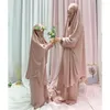 Ethnic Clothing Eid Ramadan Khimar Jilbab Muslim Hijab Abaya Prayer Dress Skirt Set Islamic Overhead Robe Women Kids Niqab Burqa