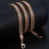 Necklace Earrings Set Davieslee Men Women's 585 Rose Gold Color Double Cuban Weaving Bismark Chain Bracelet Jewelry DCS04