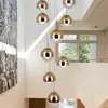 Spiral Staircase Lamps NEW Modern LED Luxury Chandeliers Lighting Amber Smoky Glass Hanging Lamp Dining Living Room Bedroom Light Fixtures Linear Ceiling Lights