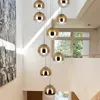 Spiral merdiven lambaları yeni modern led lüks avizeler aydınlatma kehribar dumanlı cam asılı lamba yemek oturma odası yatak odası ışık fikstürleri doğrusal tavan ışıkları