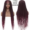 Syntetisk låda flätad spets fram peruk 32 tum långa peruker pelucas para mujer ombre färg fy01
