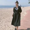 女性のトレンチコートレディースブラックウィンドブレーカー春秋の韓国高品質英国スタイルの長いカジュアルジャケット女性ルーズファッション