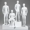 Fiberglass Man Dress Mannequin Dummy Standing and Sitting Models Matte White Stand Model Male Full Body Display Mannequins Men for Clothes