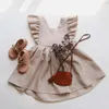 Vestidos de menina 0-6yrs vestido de bebê linho de algodão abaixa de renda crianças para garotas de festa de princesa de verão roupas de criança