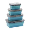 Dinnerware Sets Collapsible Storage Box Silicone Lunch Preservation Bento Microwave Picnic Containers