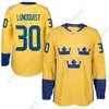 2016 Wereldbekerteam Zweden hockey jerseys Lundqvist Markstrom Ekman Larsson Sedin Eriksson Steen Backstrom Silfverberg Custom Hockey Jerseys