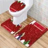 Toiletstoelhoezen 3 stks/set kerstthema Cover Santa Claus mat badkamer tapijt huis wasruimte decoratie