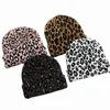 Leopard cap beanie utomhus vinter varm stickad hatt mode tillbehör hink hattar