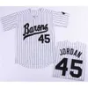 Vendita all'ingrosso MICHAEL Jodan # 45 BIRMINGHAM BARONS Maglie da baseball Nero Bianco Grigio cucita Film MICHAEL Birmingham Barons Retro Baseball