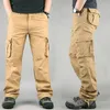 Herrbyxor 2022 Spring Autumn Baggy Men Multi Pocket Straight Mens Overalls Byxor Casual Army Big Size Pantalon Cargo