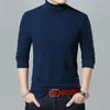 Herrtröjor Herrarna Solid Color Double-Collar Brand Sweater Bottom Shirt 2022men Fashion Business Casual High Neck Stickover