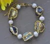 Chaînes Z12244 Ensemble 22mm Baroque Citrine Améthyste Aigue-Marine Plaqué Or Blanc Perle Collier Bracelet Boucle D'oreille