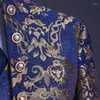 メンズスーツフローラルパターン男性結婚式のためのスタンド首輪ダブル胸3枚の新郎タキシード男性ファッションジャケットベストPA250I