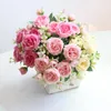 Dekorativa blommor 1 bukett 30 cm rosrosa Silk Peony Artificial 5 Big Heads 4 Small Bud For Bride Wedding Home Decoration Fake