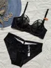 BRAS SETS WRIUFRED THIN FASHION KONTRAST FÄRGLINGERI EBRODERY Underkläder Kvinnor Inget svamp stora bröst Sexigt perspektiv BRA Panty Set T220907