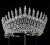 Optocht lang enorme kroon tiara bruiloft bruids kristal strass haaraccessoires sieraden feest prom hoofdtooi ornament zilvergouden ornament